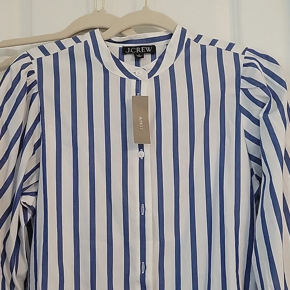 Long-sleeve button-up with ruffle cuffs - New With Tags - Striped - J.Crew - S